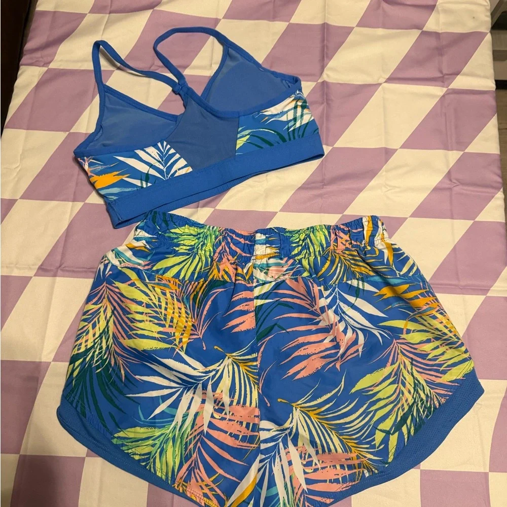 Avia 2-Piece Activewear Set - Tropical Palm Print - Size Medium - Picture 8 of 12